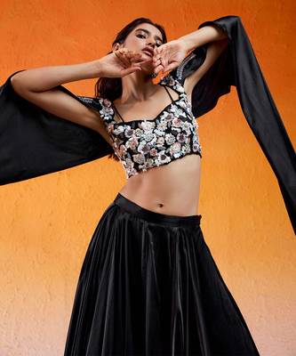 Black Embelllished & Embroidered Lehenga Set 2