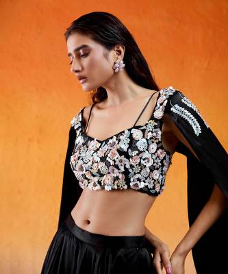 Black Embelllished & Embroidered Lehenga Set 3