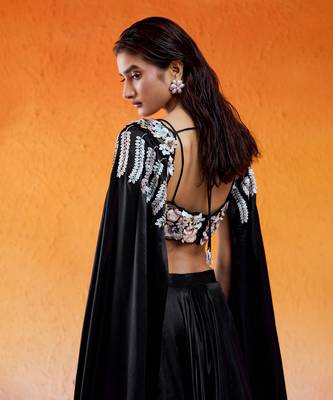 Black Embelllished & Embroidered Lehenga Set 4
