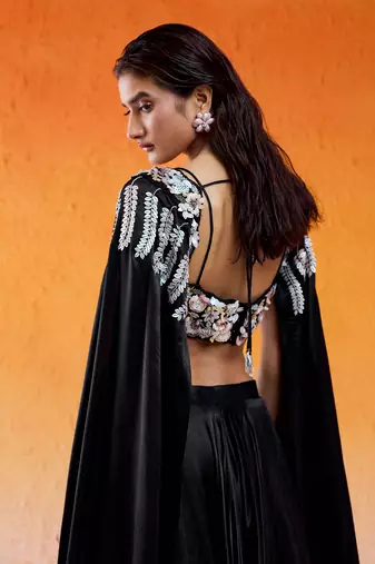 Black Embelllished & Embroidered Lehenga Set