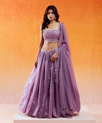 Lavender Embroidered Lehenga Set 1