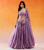 Lavender Embroidered Lehenga Set