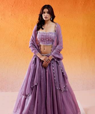 Lavender Embroidered Lehenga Set 2