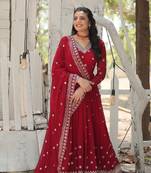 Maroon  Color Designer Trending  Georgette Gown-Dupatta Collection