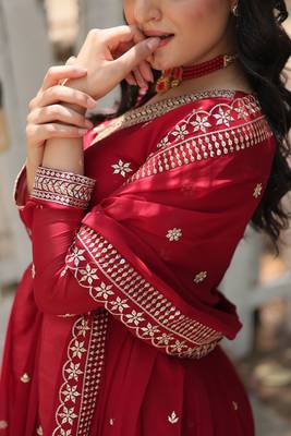 Maroon  Color Designer Trending  Georgette Gown-Dupatta Collection 5