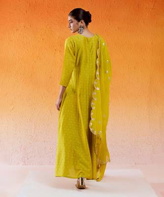 Yellow embroidered anarkali suit 3