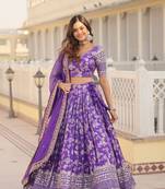 Designer Dyeable Pure Viscose Jacquard fabric Lehenga Choli & Dupatta Set