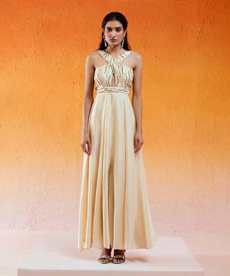 Ivory embroidered jumpsuit cross jumpsuit 1