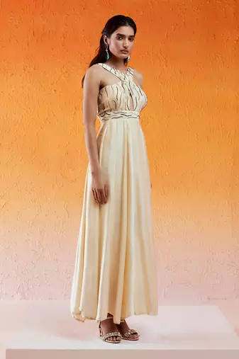 Ivory embroidered jumpsuit cross jumpsuit