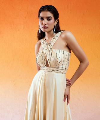 Ivory embroidered jumpsuit cross jumpsuit 4