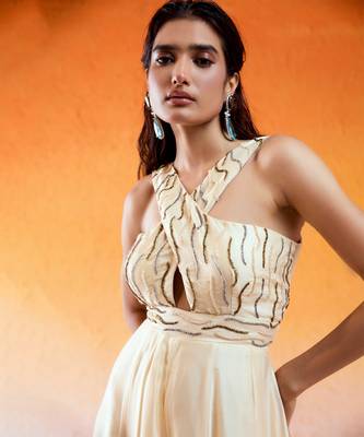 Ivory embroidered jumpsuit cross jumpsuit 5