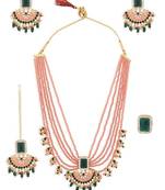 Bridal Ad/Cz Long Maharani Haar Wedding Earring Necklace Jewellery Set