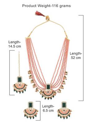 Bridal Ad/Cz Long Maharani Haar Wedding Earring Necklace Jewellery Set 3