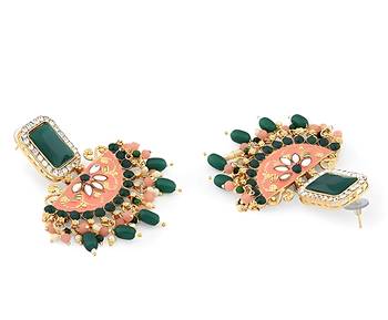 Bridal Ad/Cz Long Maharani Haar Wedding Earring Necklace Jewellery Set 4