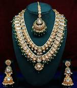 Indian bollywood bridal 2 layer maharani haar  wedding earring necklace jewellery set