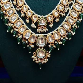 Indian bollywood bridal 2 layer maharani haar  wedding earring necklace jewellery set 2
