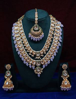 Indian bollywood bridal 2 layer maharani haar  wedding earring necklace jewellery set 1