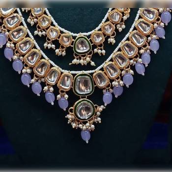 Indian bollywood bridal 2 layer maharani haar  wedding earring necklace jewellery set 2