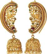 Traditional indian gold plated handcrafted antique peacock jewellery ear cuff jhumka earring for women