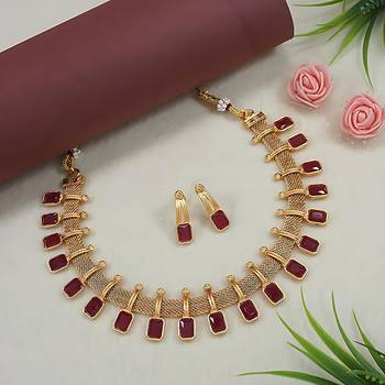 Indian bollywood bridal gold plated traditional temple necklace jewellery set 1