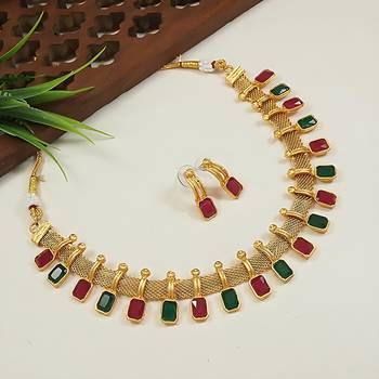 Indian bollywood bridal gold plated traditional temple necklace jewellery set 1