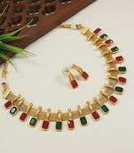 Indian bollywood bridal gold plated traditional temple necklace jewellery set