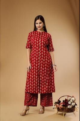 Women's Cotton Floral Print  Kurta Palazzo 1
