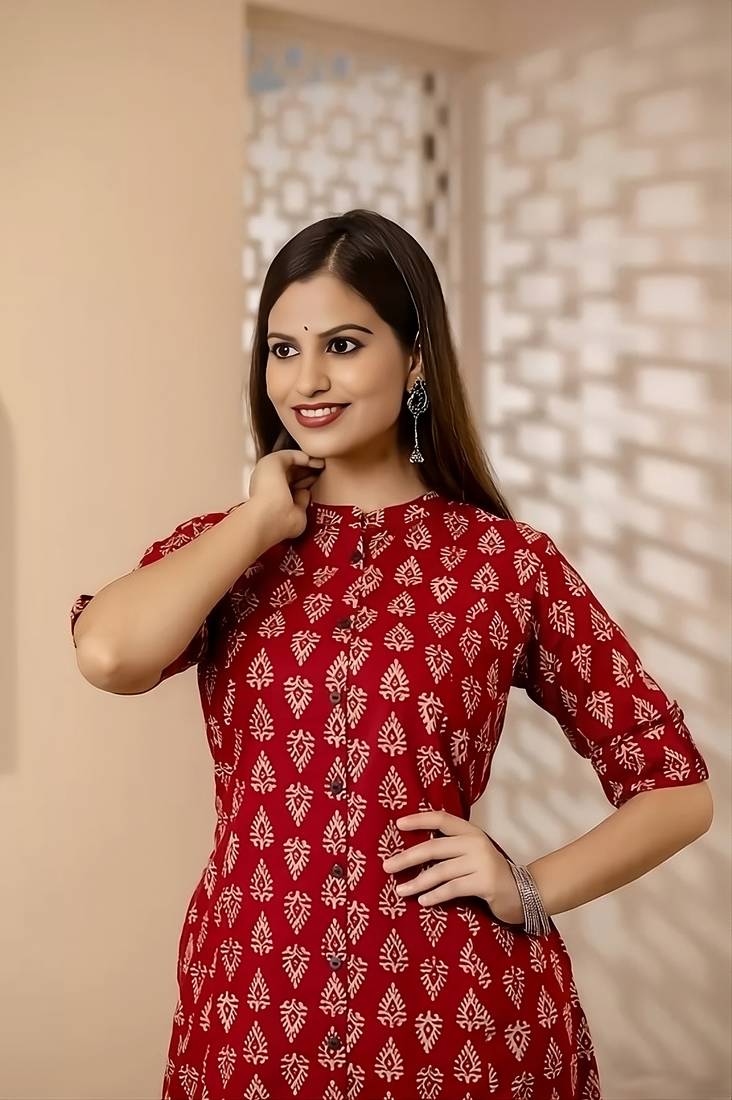 Women's Cotton Floral Print  Kurta Palazzo