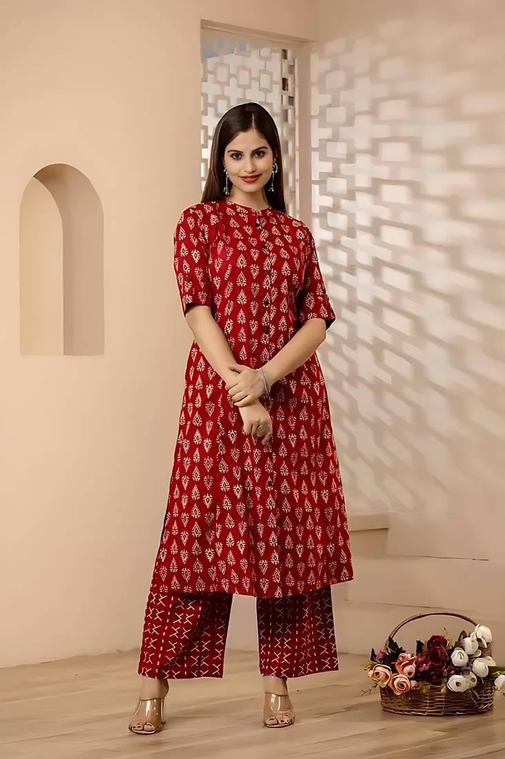 Women's Cotton Floral Print  Kurta Palazzo