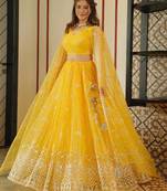 Women Embellished Flared Lehenga Choli Set with Dupatta