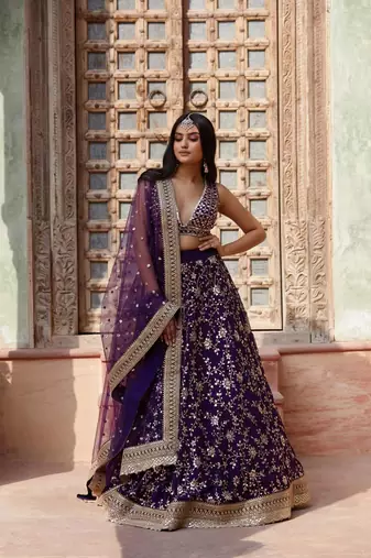 Designer Purple Sequins Embroidery Work Lehenga Choli With Dupatta 