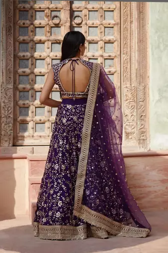 Designer Purple Sequins Embroidery Work Lehenga Choli With Dupatta 