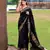 Women Black Soft Banarasi silk blend Saree Zari Weaving Rich Pallu Saree With Blouse For Women