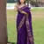 Women Dark Purple Soft Banarasi silk blend Saree Zari Weaving Rich Pallu Saree With Blouse For Women