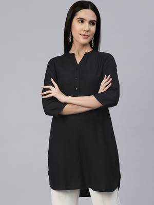 Ayaany women collared u shape hem smart tunic 2