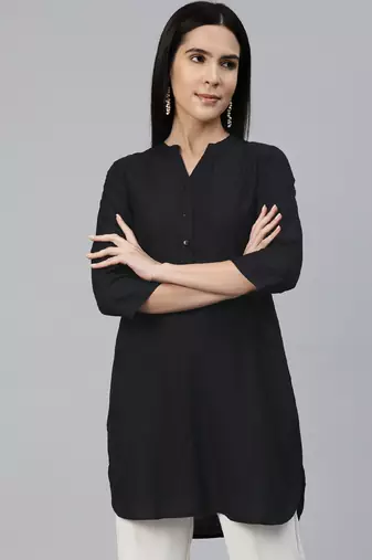 Ayaany women collared u shape hem smart tunic