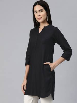 Ayaany women collared u shape hem smart tunic 3