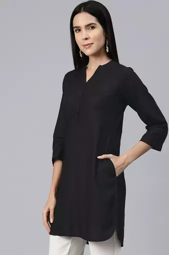 Ayaany women collared u shape hem smart tunic