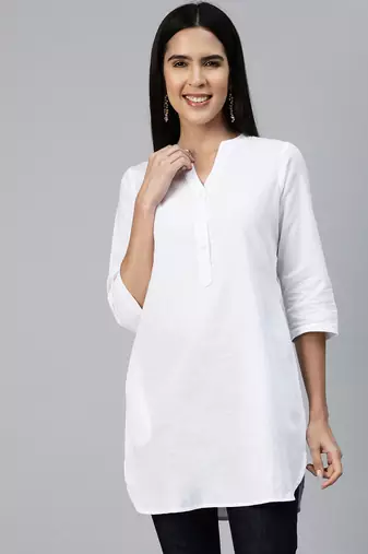 Ayaany women collared u shape hem smart tunic