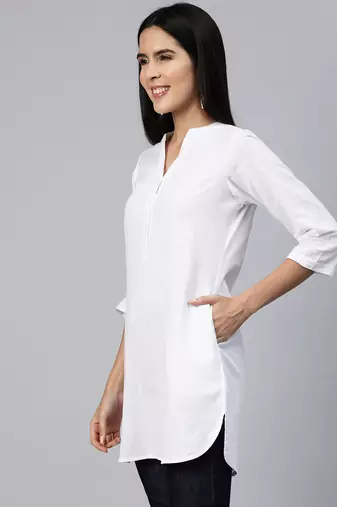 Ayaany women collared u shape hem smart tunic