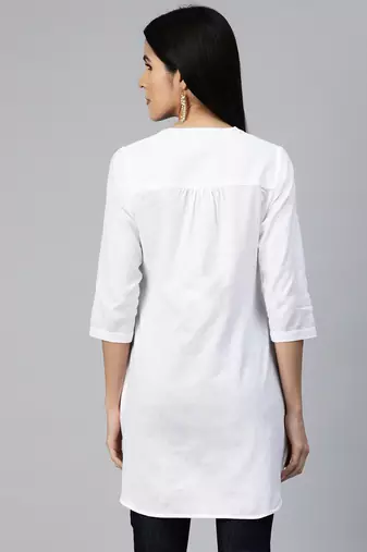 Ayaany women collared u shape hem smart tunic