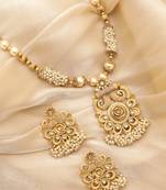 matte gold copper golden color temple theme peacock chain pendant with earrings