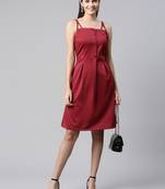 Women maroon collard neck casual dress