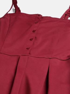 Women maroon collard neck casual dress 5