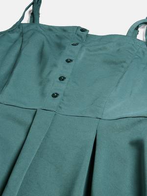 Women teal collard neck casual dress 5