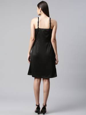 Women black collard neck casual dress 4