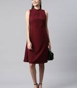 Women maroon halter neck casual dress