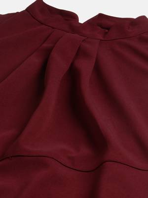 Women maroon halter neck casual dress 5