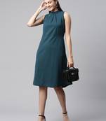 Women teal halter neck casual dress