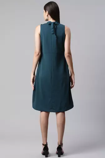 Women teal halter neck casual dress